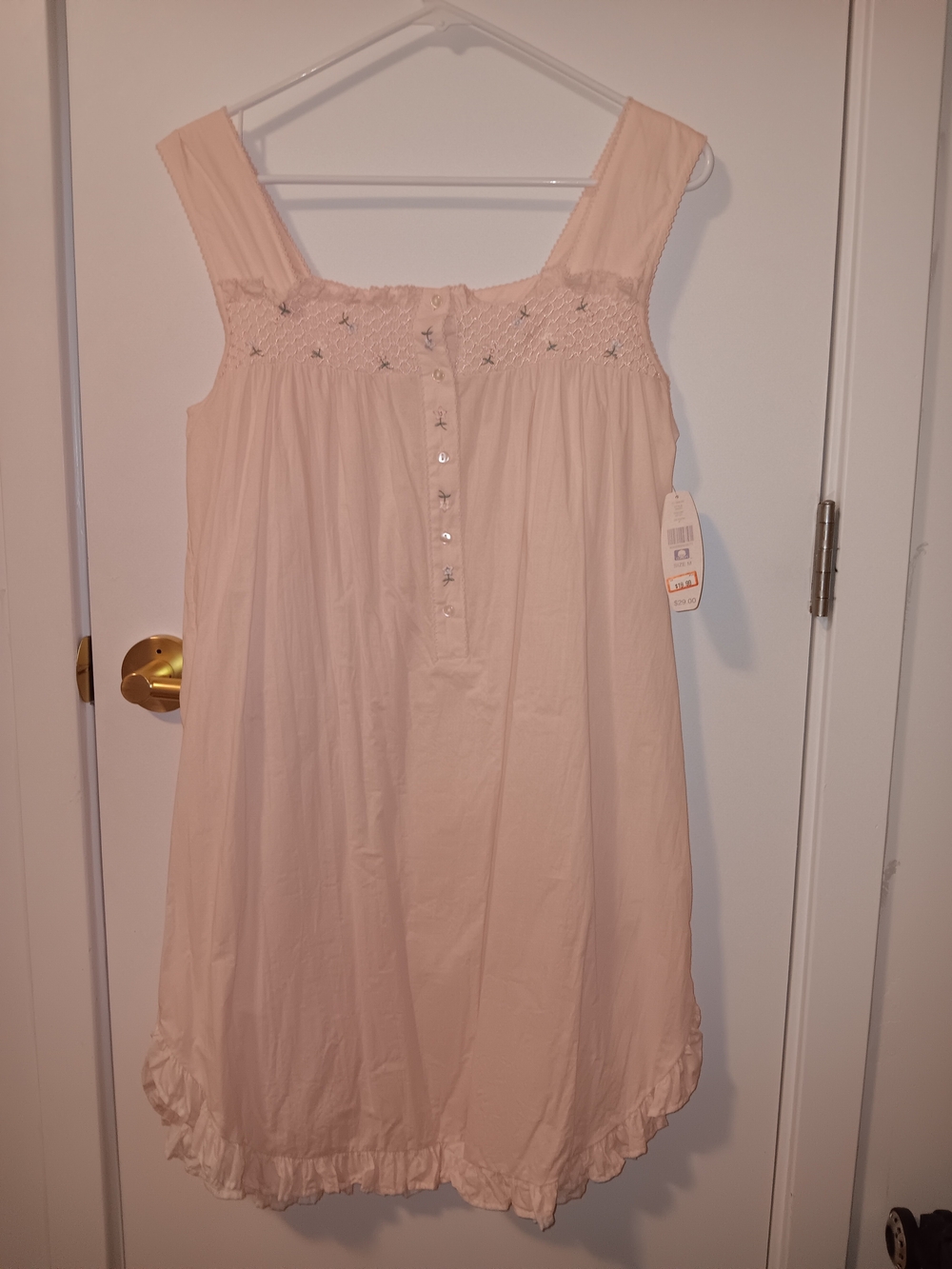 ​NWT 100% Cotton Light Pink Sleeveless Nightgown Cottagecore Ruffle Dress